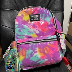 Girls 17" Laptop Backpack with Pouch 2-Piece Set, Purple Tie-Dye